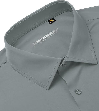 Mans Langmou Slim Fit, Spiervas, Kreukelvry, Knoop-af Rekbaar