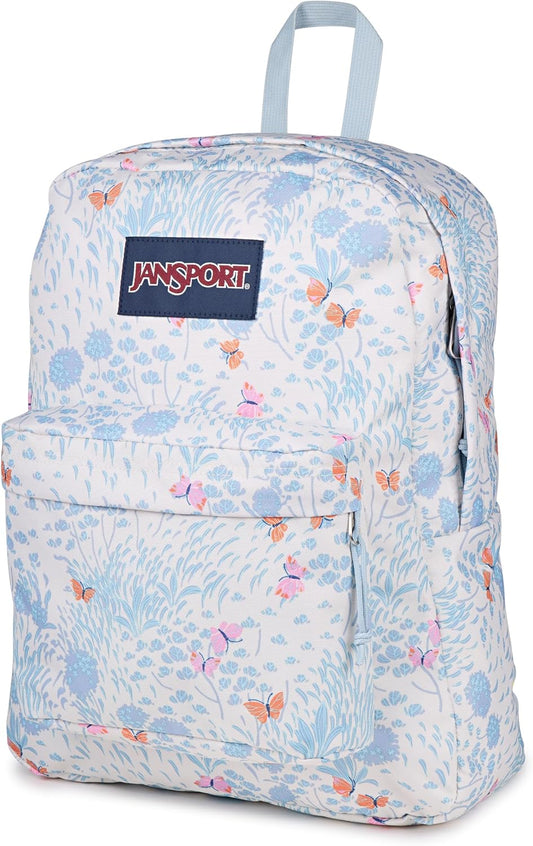 JanSport SuperBreak One Rugsak - Duursame, Liggewig Sak met 1 Hoofkompartement, Voorste Nutssak met Ingeboude Organiseerder, Premium Rugsak, Fluttering Fields