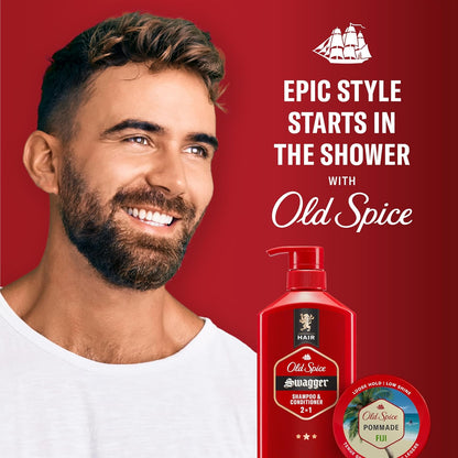 Old Spice Hair Fiji Pomade for Men, Loose Hold, Low Shine, Hair Styling (Twin Pack)