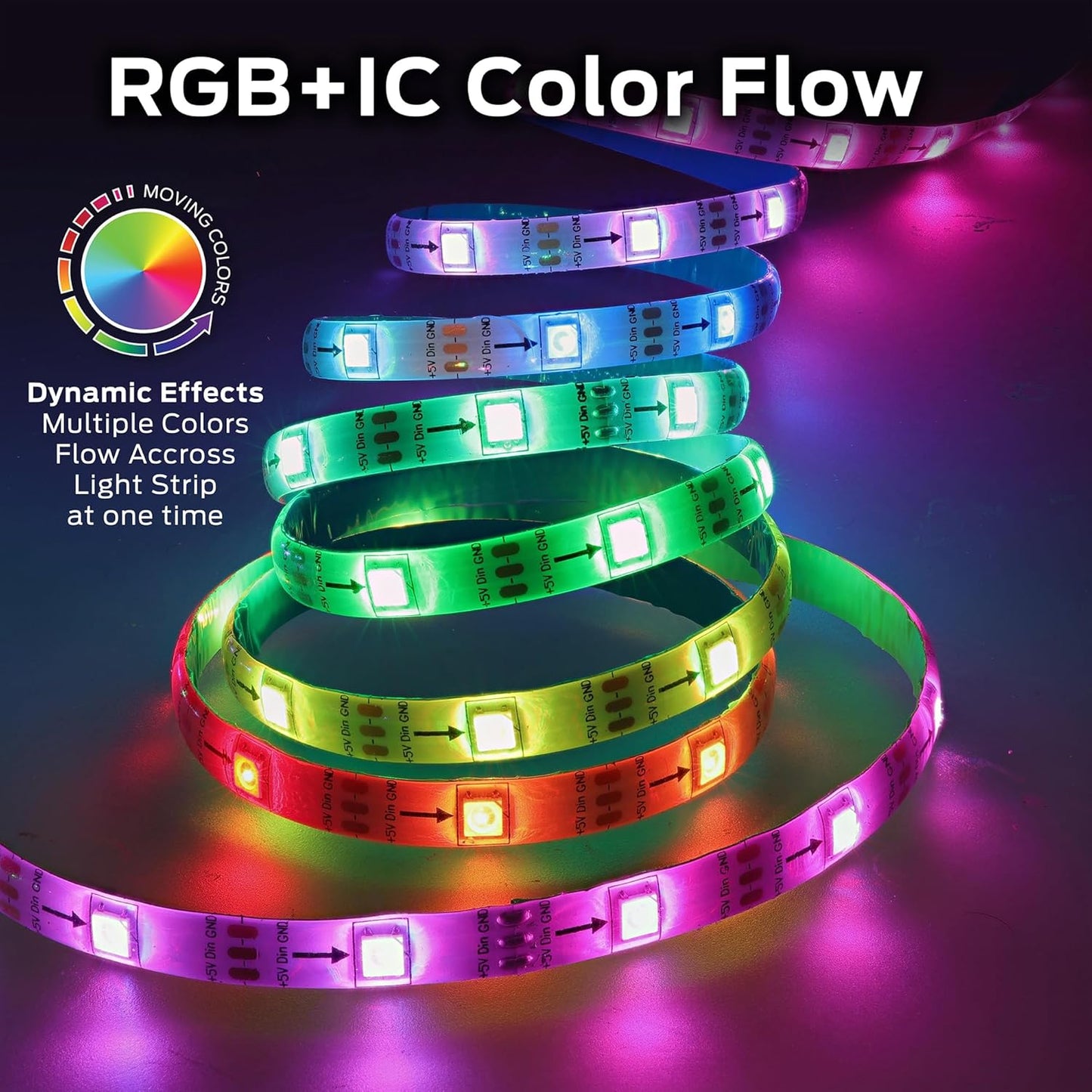 Monster Smart RGB+IC LED Strip Lights 100ft – Sound Reactive Strip Lights for Bedroom, App & Voice Control, RGB Light Strip for Room, Alexa Google Home, Razer Chroma Sync - 540 RGB+IC LED Lights