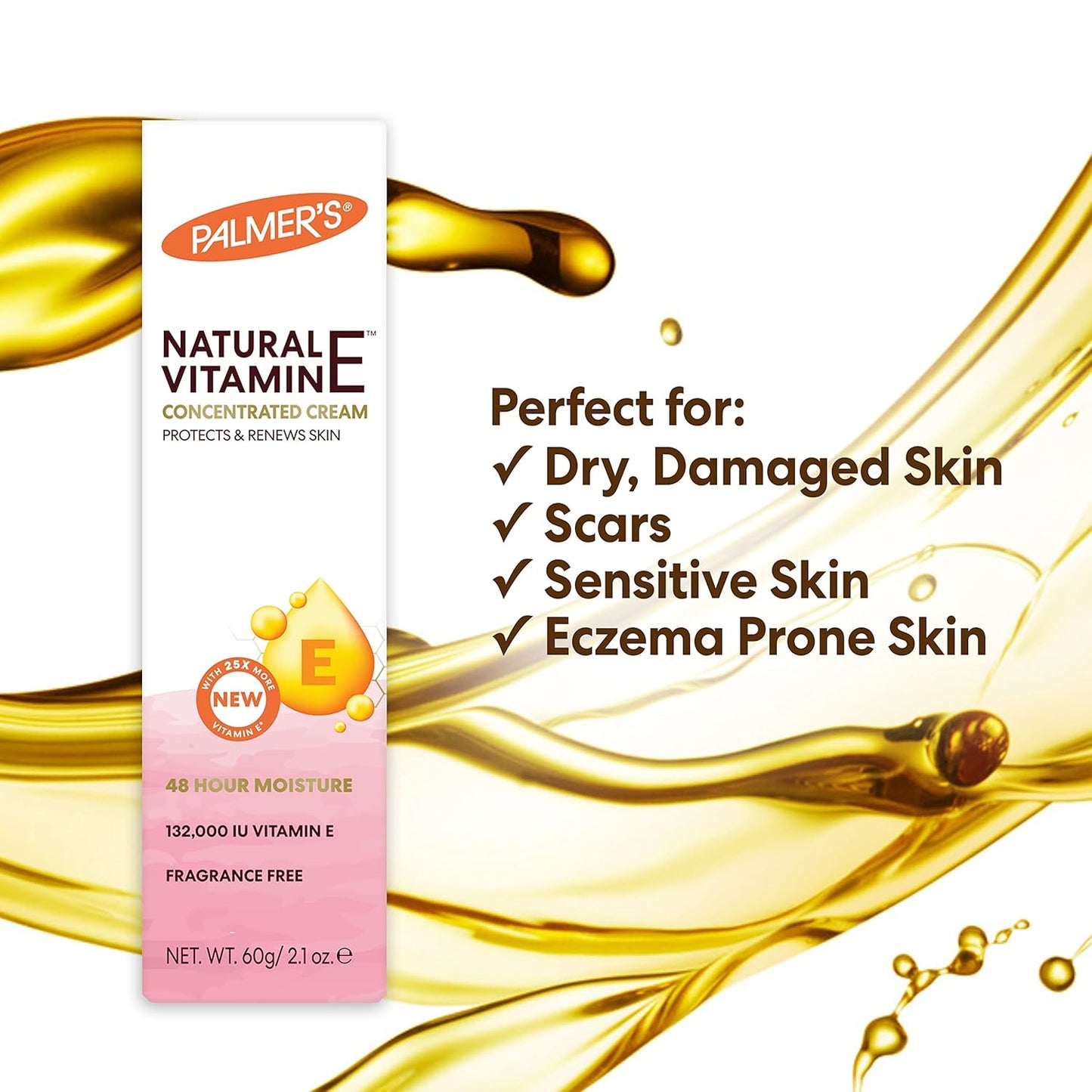 Palmer's Natural Vitamin E Concentrated Cream Protects and Renew Skin - 2.1 oz (Pack of 2)