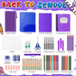Back to School Supplies Essentials (39 PCS) Bundle Include Pencils Scissors Ruler Eraser Crayon Sharpener Notebook Pencil Case Folder Notebook(Purple)