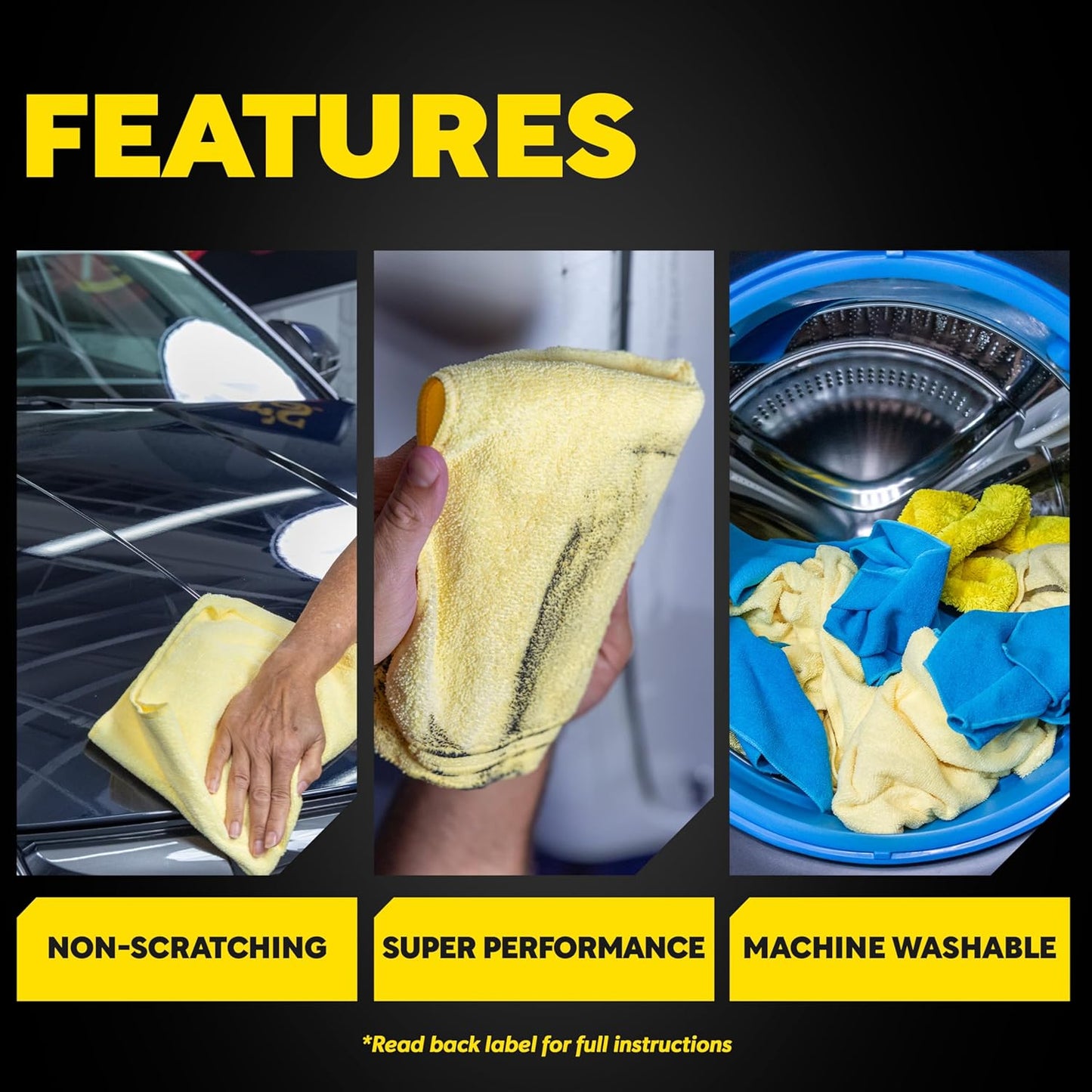 Meguiar's Supreme Shine Microfiber Handdoeke vir motors, Absorberende Ultra-Plush – 3-pak