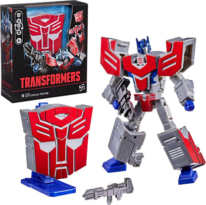 Transformers Icons Optimus Prime 6.75-Inch Voyager Class Action Figure that Converts to Autobot Logo Symbol, Display Stand, Robot Toys for Ages 8+