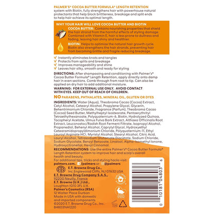 Palmer's Cocoa Butter & Biotin Length Retention Leave-In Conditioner, Strengthen, Minimize Frizz and Detangle Hair, Suitable for All Curly Hair (8.5 0z)