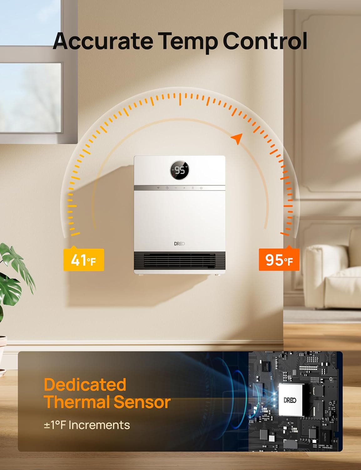 Slim Muurverwarmer, IP24 Elektries met ALCI-prop vir Binnegebruik, 30° Ossilasie, Verstelbare Termostaat, Afstandbeheer, Werk met Alexa, 24H Tydhouer, Maklik om te monteer