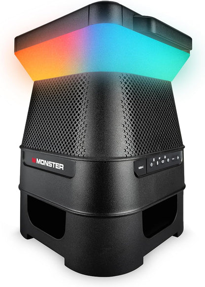 Monster Solar X Speaker - Bluetooth Wireless Solar Powered 360 Degree Sound with LED, Easy Connect, 8 Hours of Playtime and 30W Bass