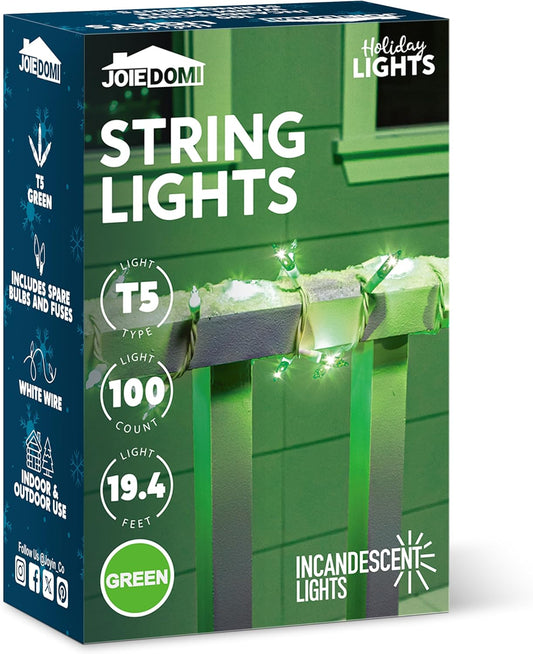 Christmas String Lights Indoor 100CT Mini Green Light 21.4 FT Lighting Decor - White Wire