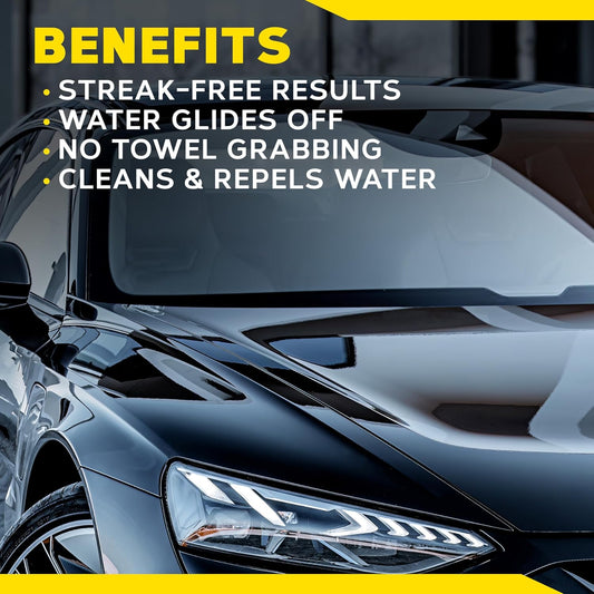 Meguiar's Ultimate Glass Cleaner & Water Repellent - Premium Glass and Window Cleaner Rain Repellent Improving Visibility in Rain - (16oz)