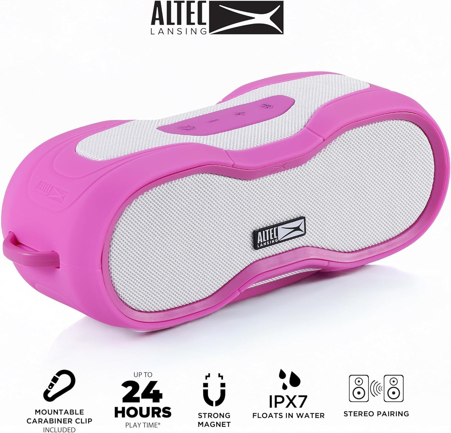 Altec Lansing BoomJacket XL Draadlose Bluetooth-luidspreker, Magnetiese Waterdigte Luidspreker, IPX7 Buite Luidspreker met 24H Speeltyd, Draagbare Luidspreker met Karabiner, Monteerbaar, Vinnige Laai