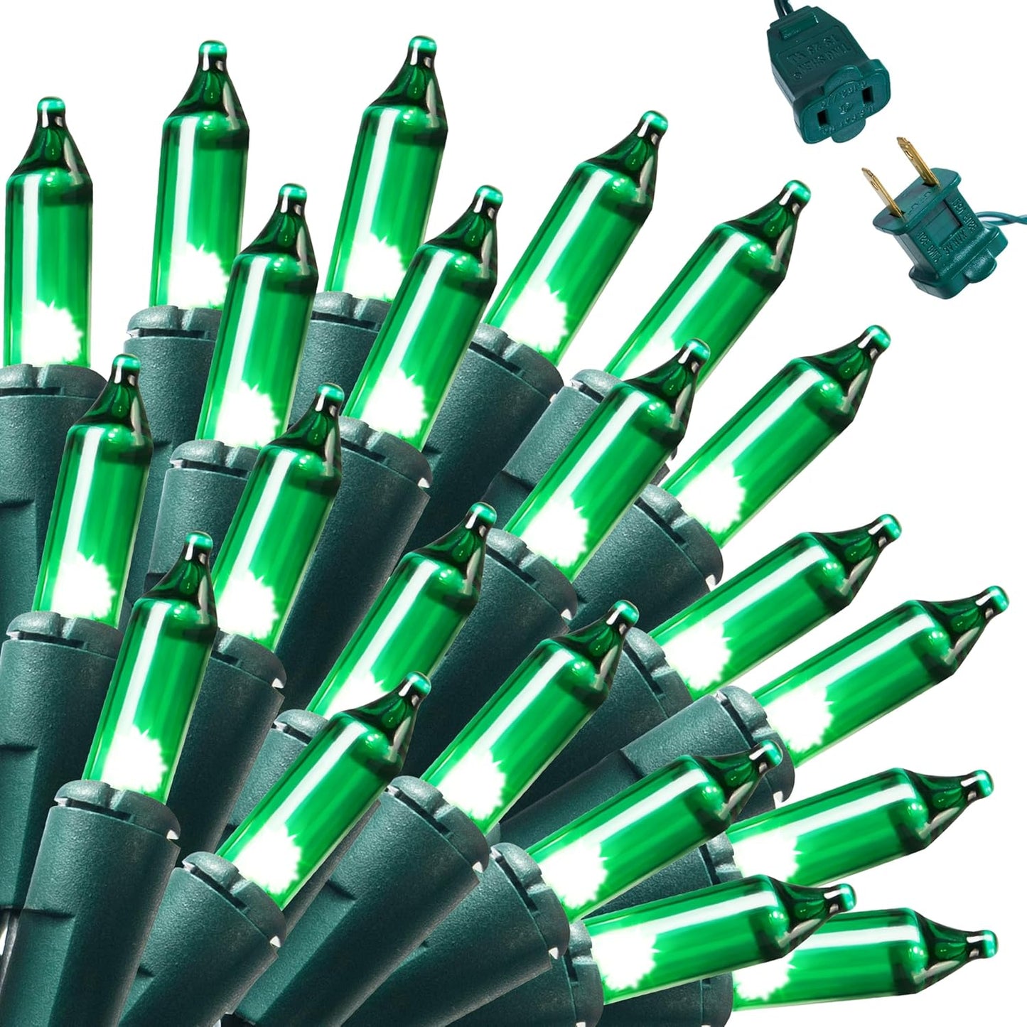 Green Christmas String Lights,100 Ct / 22.3FT Tree Lights Plug in  Decorations - Green Wire