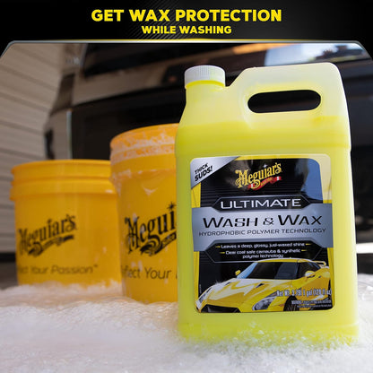 Meguiar's Ultimate Wash and Wax Shine, en Beskerm met 'n Verbeterde pH Neutrale Karverfskoonmaker - 1 Gallon
