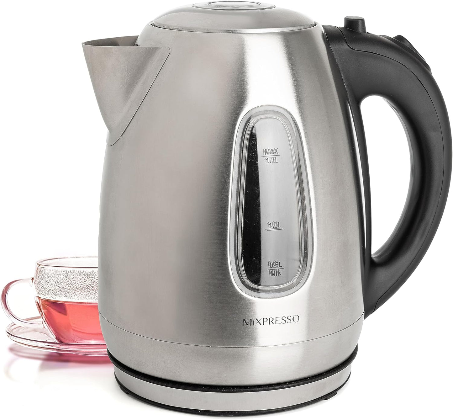 Mixpresso 1.7L Vlekvrye Staal Klein Elektriese Ketel, Koordlose 1500w Vinnige Kookpot, Draagbare Warmwater Elektriese Teeketel Met Droogkookbeskerming En Outo-Afskakeling
