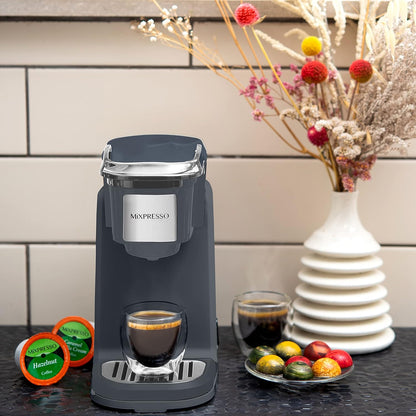 Mixpresso Enkelkoppie Koffiebrouer - Vinnige Brou, Een-Raak Funksie, 350ml Een Koppie Grys Koffiemaker