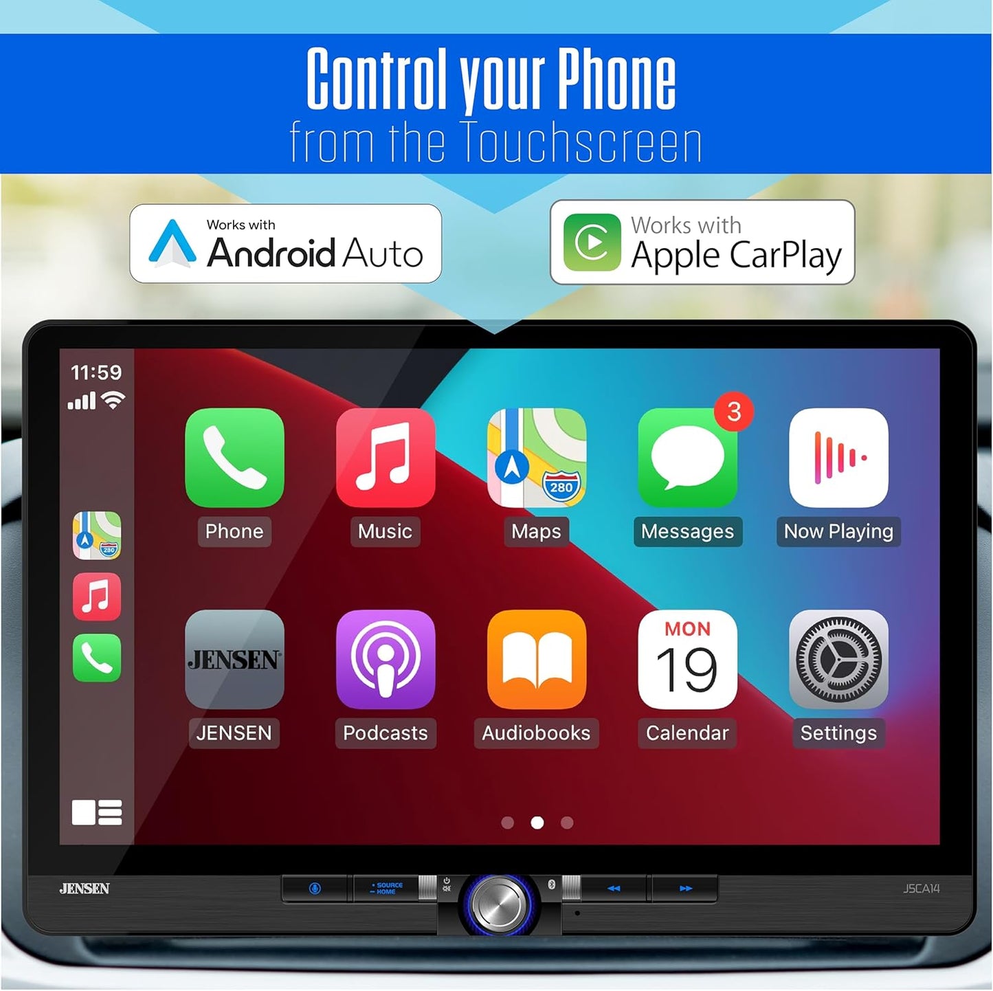 Single & Double DIN 14" Apple CarPlay Android Auto Wired or Wireless Car Stereo | SiriusXM Ready  Bluetooth  Front & Rear Camera Inputs