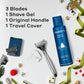 Shaving Kit for Men - 1 Razor Handle 3 Original Razor Blade Refills, 4 oz Foaming Shave Gel & Travel Blade Cover - (Obsidian Chrome)