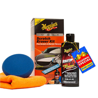 Meguiar's Quik Scratch Eraser Kit, Karsskrapverwyderaar om Oppervlakkige Merke te Herstel, Sluit ScratchX, Boormontering-Pad, en Mikroveselhanddoek in