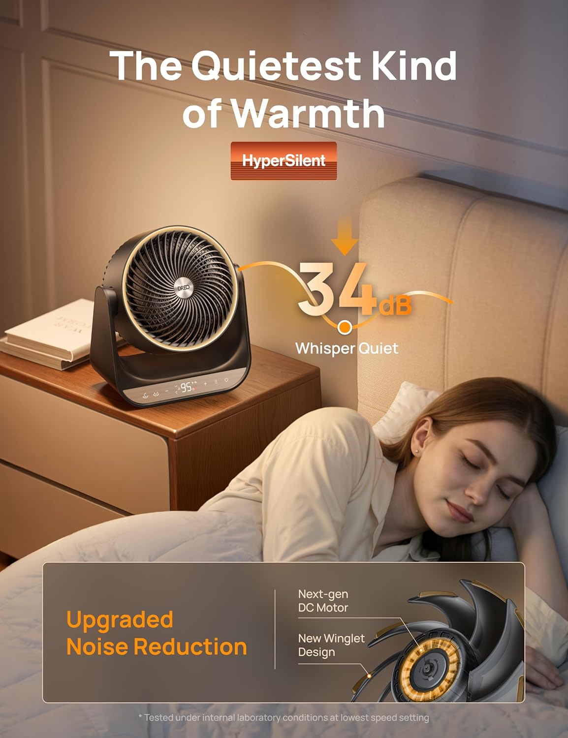 Verwarmer 714, 60° Vertikale en 90° Horisontale 3D Oscillerende Verwarming, 12 vt/s Langafstand-sirkuleerder, 3 Hitte- en 3 Waaiverstellings, vir Binnenshuis - Swart