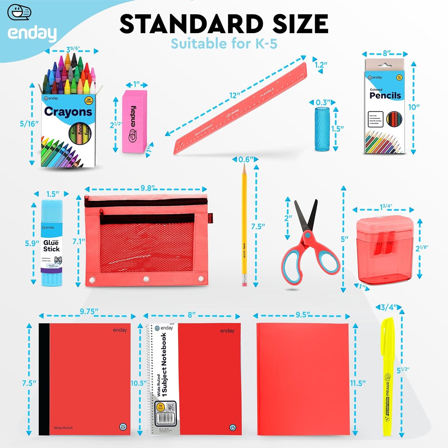 Back to School Supplies for Kids, Red School Supply Box Premium Quality Kids School Supplies Kit, Kindergarten School Supplies for Girls and Boys, 78 Piece Set