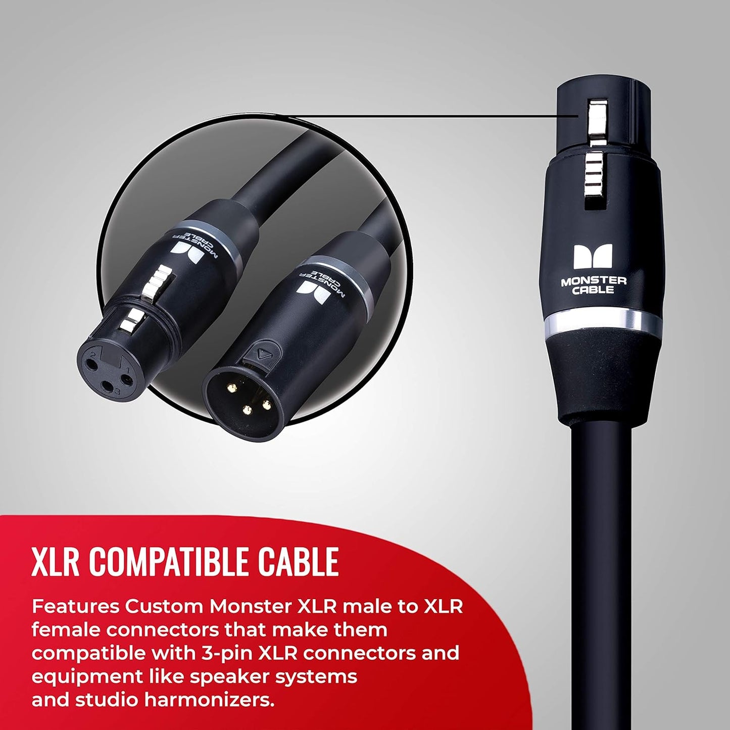 Monster Cable Prolink Studio Pro 2000 Microphone Cable. 5 Feet Mic Cable. Gold Contact XLR Cables. Multi-Guage Wire Networks XLR Microphone Cable.