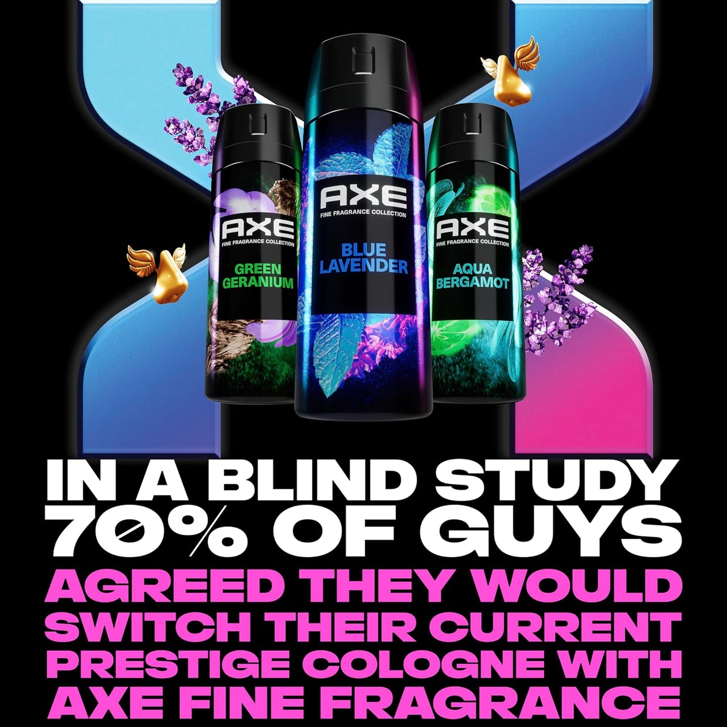 AXE Fine Fragrance Collection Premium Deodorant Body Spray for Men Blue Lavender w/ 72H Odor Protection - 4 oz (Pack of 2)
