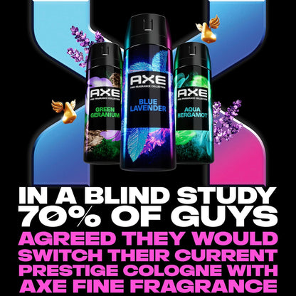 AXE Fine Fragrance Collection Premium Deodorant Body Spray for Men Blue Lavender w/ 72H Odor Protection - 4 oz (Pack of 2)