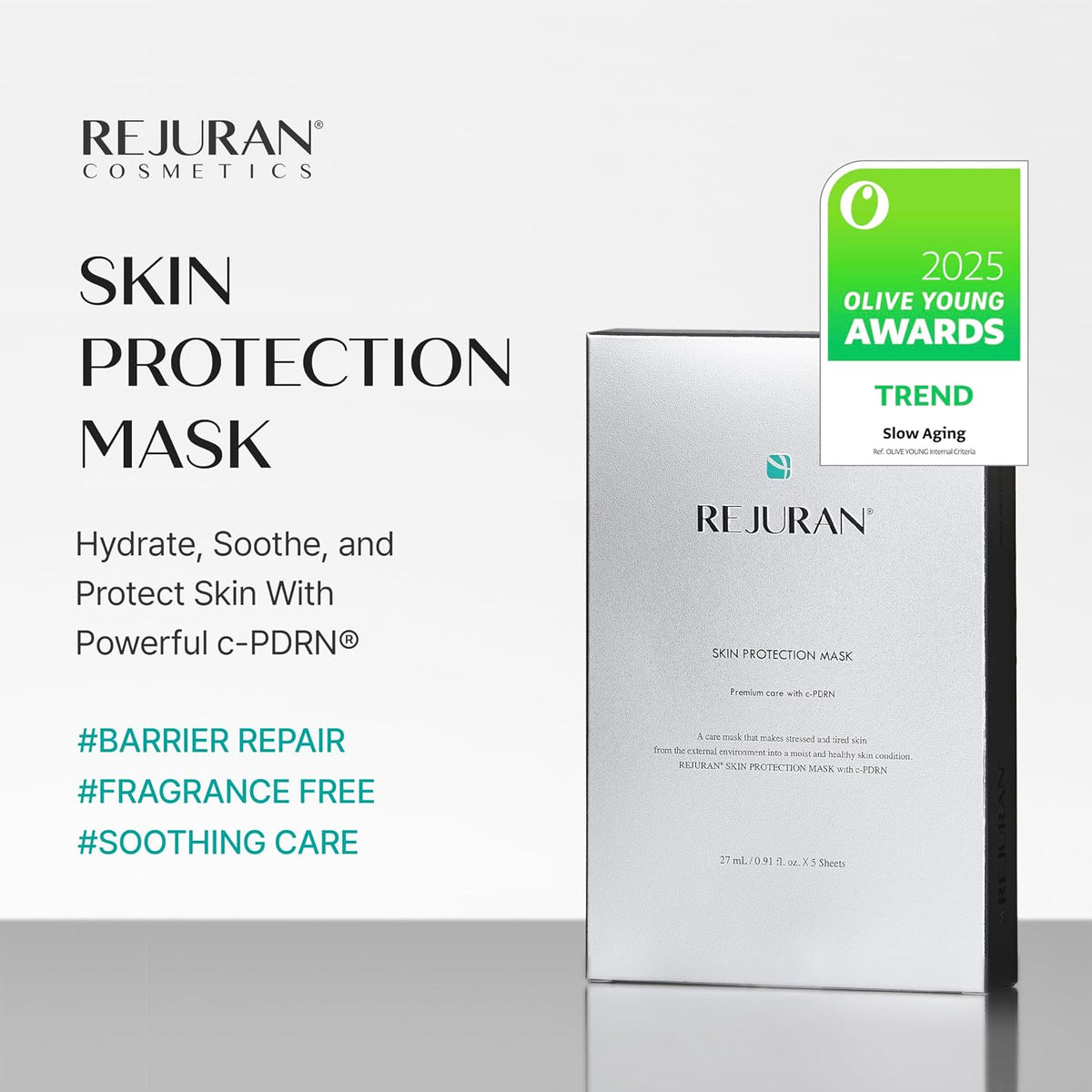 REJURAN Skin Protection Mask, c-PDRN® Soothing Face Mask, 5 Count