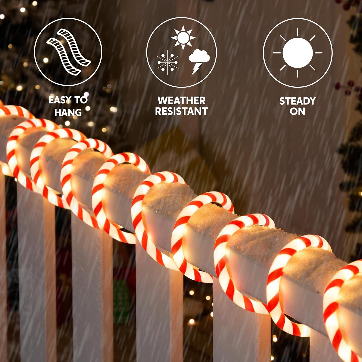 40FT LED-Kersstokkie Touligte, Waterdigte 360 LED Kersversiering Liggies (Rooi & Warmwit)