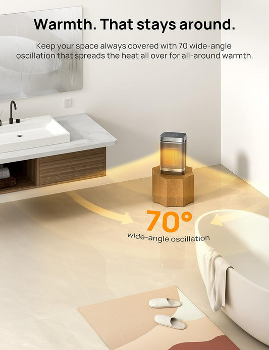 25" Vinnige Verhittingsruimteverwarmerbundel met Afstandbeheer, Anti-Brandprop + Ossillerende Keramiek Draagbare Verwarmer 1500W met Verstelbare Digitale Termostaat