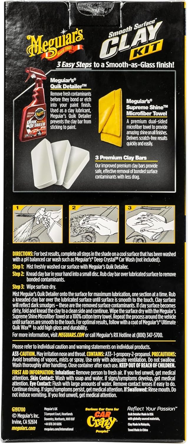 Meguiar's Gladde Oppervlak Klei-stel, Veilig en Maklik Motorafklei vir Gladde - Glasafwerking