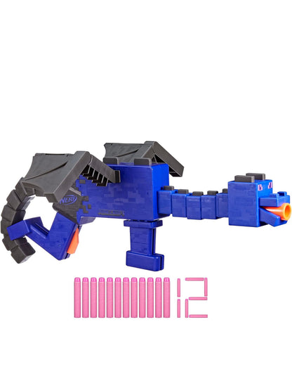 NERF Minecraft Ender Dragon Blaster, 4-Dart Internal Clip, 12 NERF Elite Foam Darts, Design Inspired by Mob in The Game