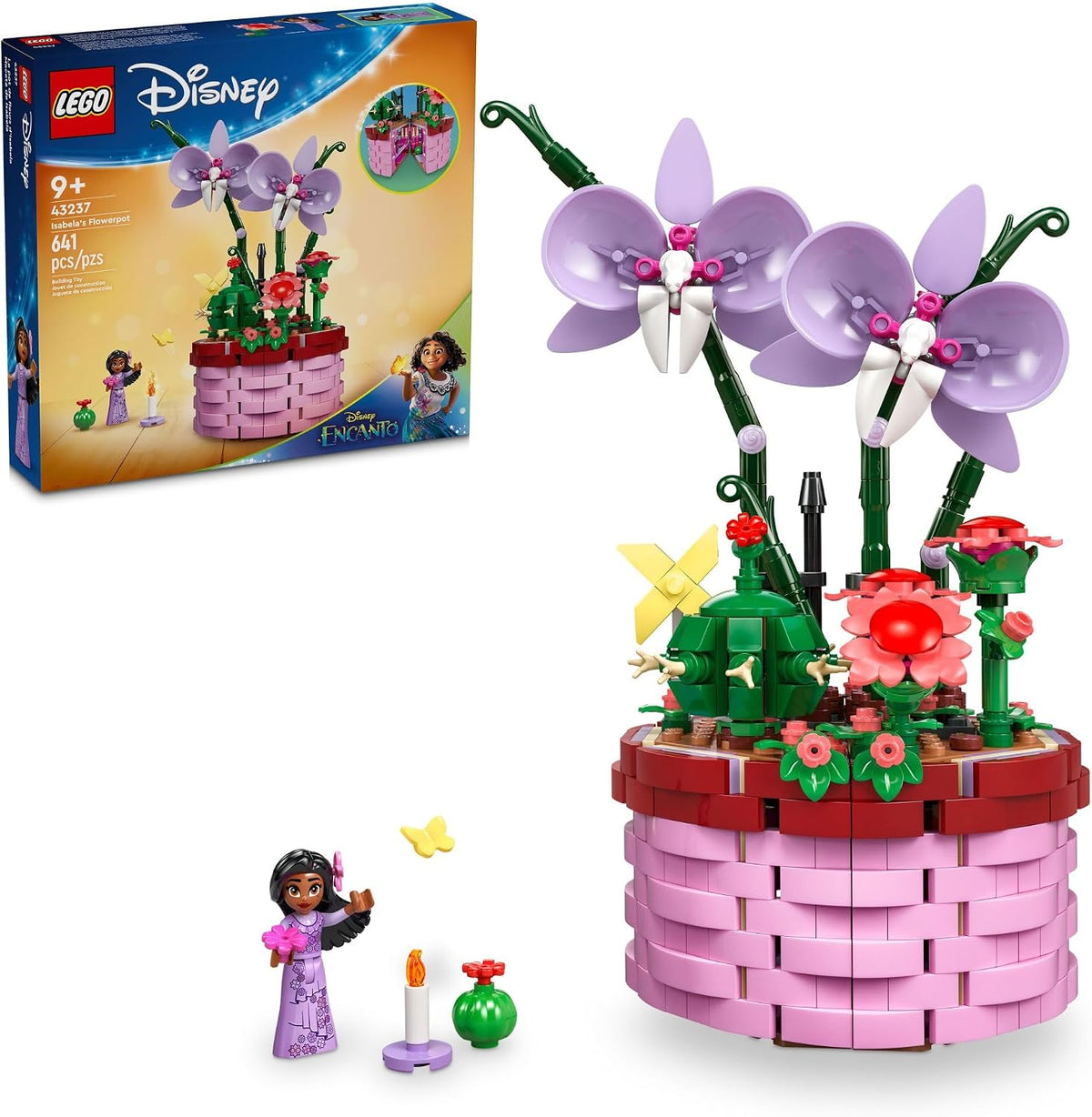 LEGO Disney Encanto Isabela’s Flowerpot, Buildable Orchid Flower Toy for Kids w/ Disney Encanto Mini-Doll, Toy for Play and Display