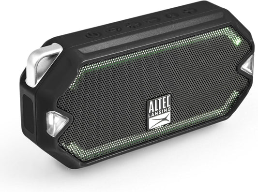 Altec Lansing - HydraMini koordlose Bluetooth-luidspreker, IP67 waterdigte USB C herlaaibare battery met 6 uur speeltyd, kompak, skokbestand, sneeubestand, allesbestand (swart)