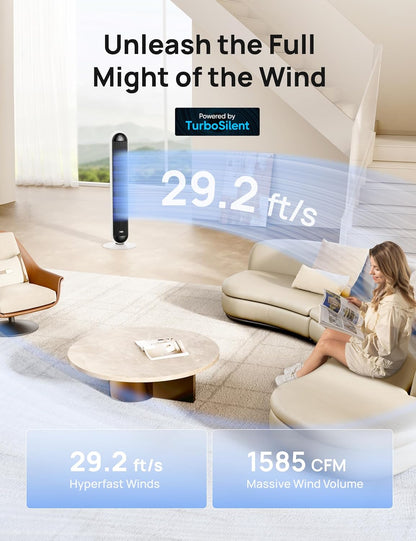 Toringswaaier- en Verhitterkombinasie, 8.9m/s Staande 17 Vlakke, 6 Modes, 120° Ossillasie, 107 cm, 12H Afteltyd, 25dB Stil, m/ Afstandbeheer, vir Kantoor, Groot Kamer - Wit
