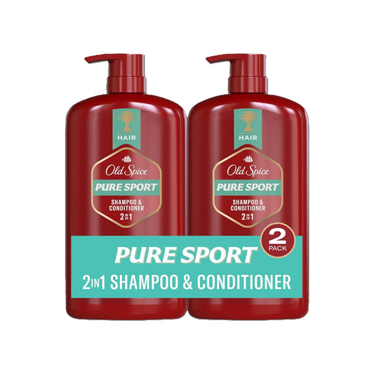 Old Spice Men's 2-in-1 Shampoo and Conditioner for all Hair Types - Pure Sport (Twin Pack)