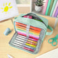 Original High Capacity Pencil Case, Big Pencil Bag Pouch Box Organizer Pen Case, Portable Journaling Supplies with Easy Grip Handle & Loop, Aesthetic Supply for Girls Adults, Mint Green