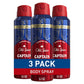Old Spice Aluminum Free Body Spray for Men, 24/7 Odor Protection, Cologne Quality Scent, Captain w/ Bergamont Scent (Pack of 3)