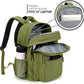 26L Backpack for School, College, and Travel: Water Resistant Bookbag with 8 Compartments - Army Green
