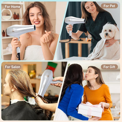 CONFU Haardroër, Professionele Ioniese Haardroër vir Salon met Diffuser vir Vroue en Mans, 5X Vinnige Droging, Kragtige en Stil Haardroër vir Vinnige en Maklike Stilering (1875 Watt)