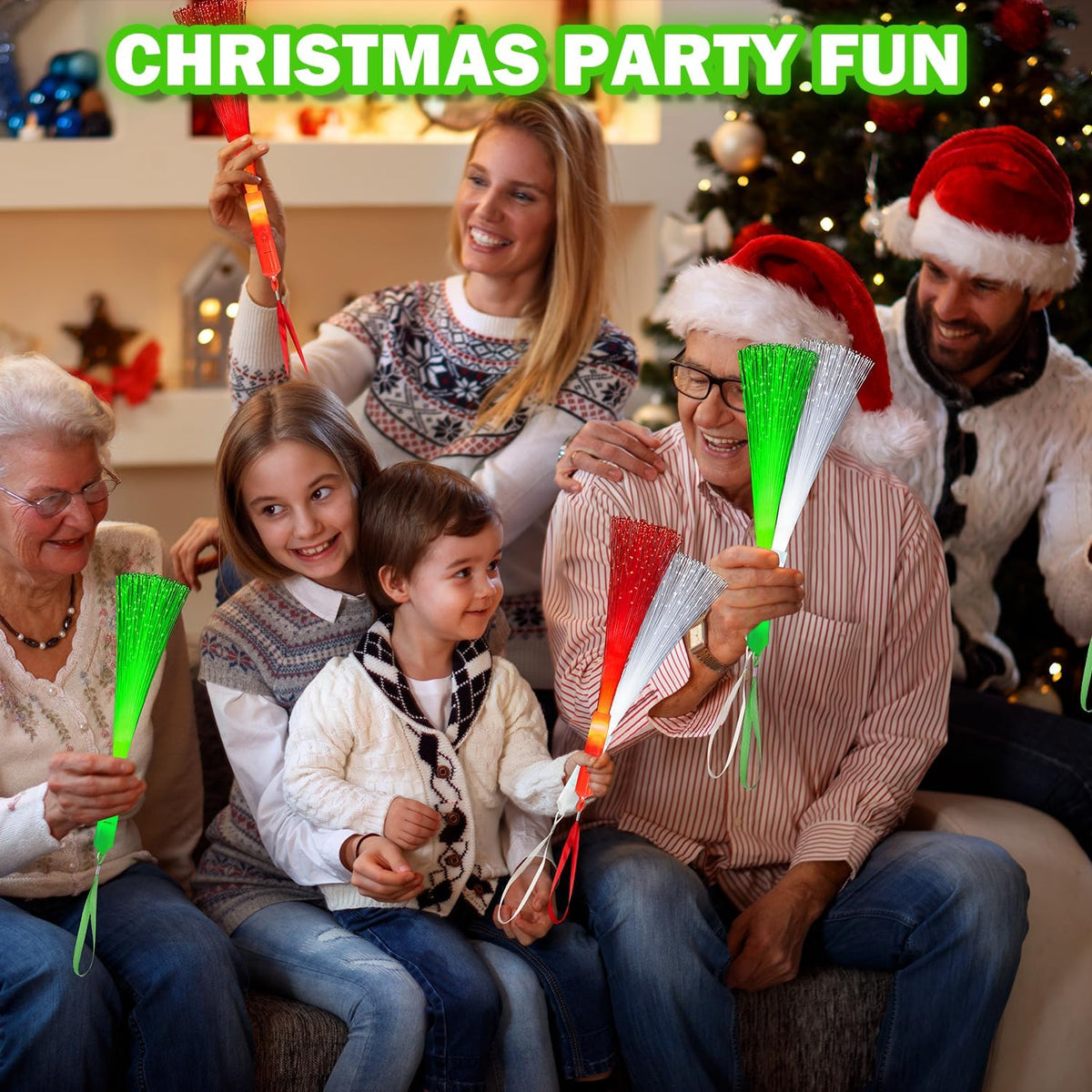 Valentines Glow in the Dark Party Favors Accessories for Kids Bulk-24 Pack, Light Up Fiber Optic Wand Toys Gifts for Toddlers, Winter Holiday Goodie Bag Stocking Stuffers Fillers for Boys Girls