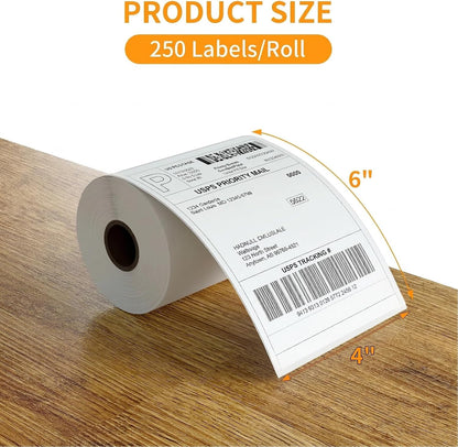 4x6" Versendingsetikette Termiese Drukker Plakkers - (250 Velle)