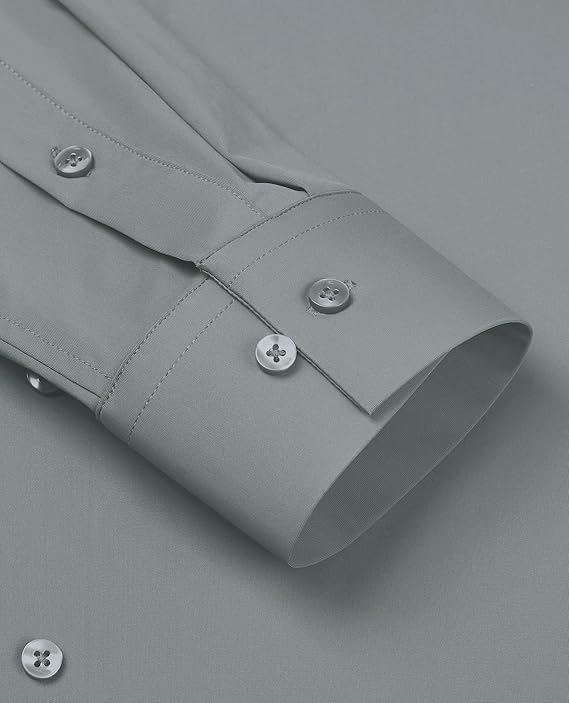 Mans Langmou Slim Fit, Spiervas, Kreukelvry, Knoop-af Rekbaar