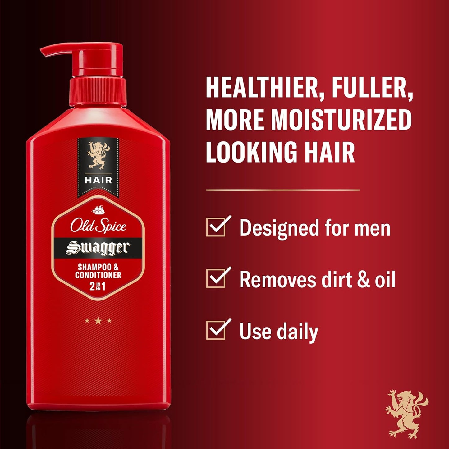 Old Spice Men's 2-in-1 Shampoo and Conditioner - Swagger, Cedarwood Lime Scent 21.9 Fl Oz/ea (2PK)