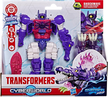 Transformers CYBERWORLD Shockwave Ultimate Cyber Changers Energon Surge Action Figure | Quick Change to Dino Mode | Robot Toys for Kids 6+