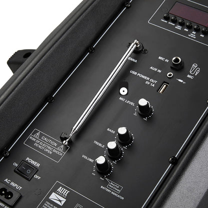 Altec Lansing SoundRover Koordlose Trolley Bluetooth-luidspreker met mikrofoon, Herlaaibare Stelselluidspreker vir Partytjies, Karaoke DJ met LED-ligte en USB-slimfoonlaaier