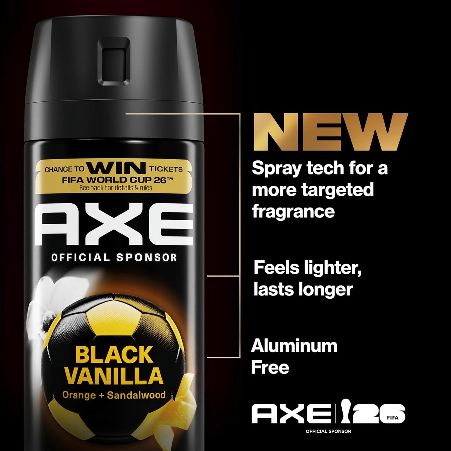AXE Fine Fragrance Collection Body Spray Black Vanilla 72 Hour Freshness Aluminum Free - 2.9 oz (Pack of 3)