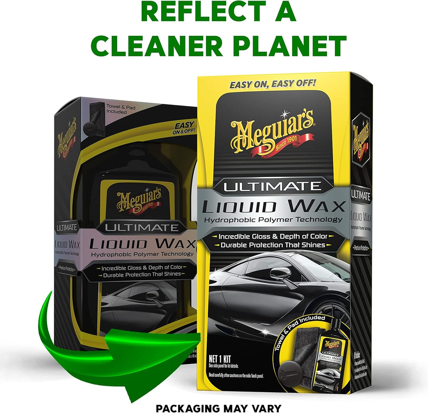 Meguiar's Ultimate Liquid Wax Formule vir Duursame Beskerming wat Skyn, Premium Handdoek en Aanwendingskussing Motorbykomstighede (16 Oz)