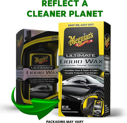 Meguiar's Ultimate Liquid Wax Formule vir Duursame Beskerming wat Skyn, Premium Handdoek en Aanwendingskussing Motorbykomstighede (16 Oz)