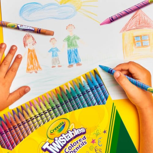 Crayola Twistables Kleurpotloodstel vir Kinders (50 stuks), Skerp-Nie-Nodig Inkleurboekpotlode, Essensiële Klaskamertoerusting