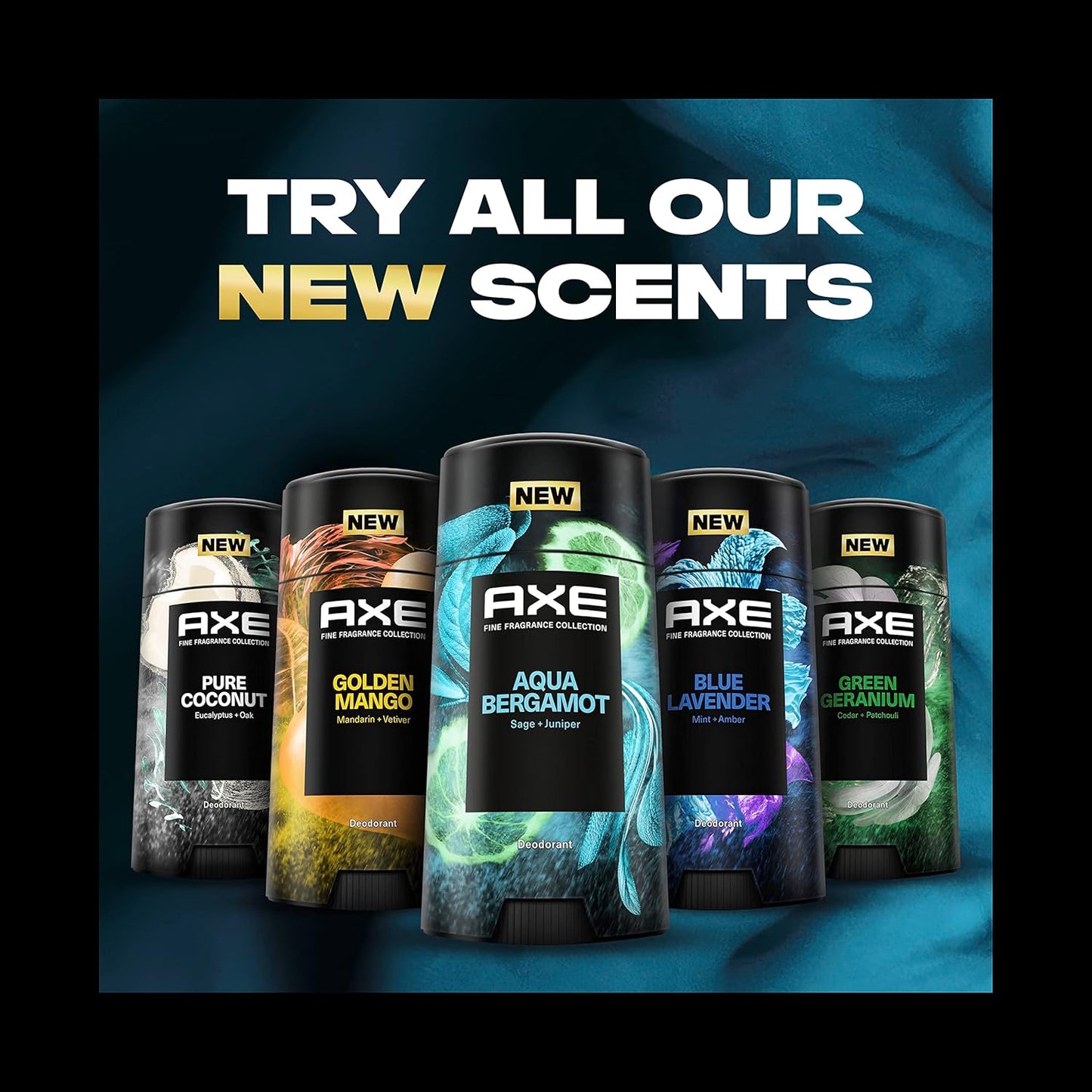 AXE Fine Fragrance Collection Deodorant Stick 48H Odor Protection Aqua Bergamot Aluminum-Free Body Deodorant Infused (2.6 oz) Pack of 2